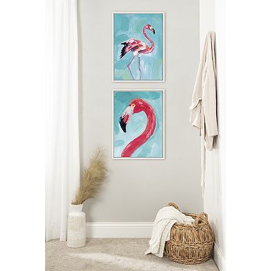 Sylvie Flamingo Study and Feathery Friend Framed Canvas Art Set by Rachel Christopoulos