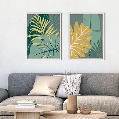 Sylvie Jungle Leaves Framed Canvas Set by Maja Mitrovic of Makes My Day Happy