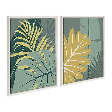 Sylvie Jungle Leaves Framed Canvas Set by Maja Mitrovic of Makes My Day Happy
