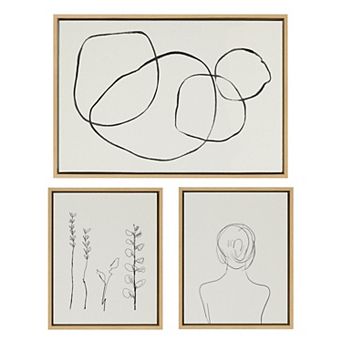 Sylvie Going in Circles and Minimalist Woman Framed Canvas Set by Teju Reval of SnazzyHues