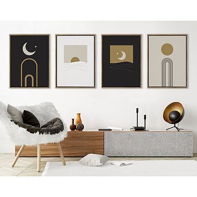 Sylvie Boho Minimalist Sunrise Framed Canvas Art Set by The Creative Bunch Studio