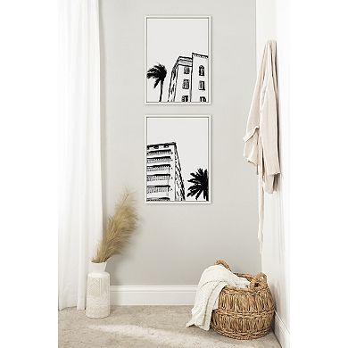 Sylvie Miami Beach Architecture Retro Art Deco Framed Canvas Art Set by The Creative Bunch Studio