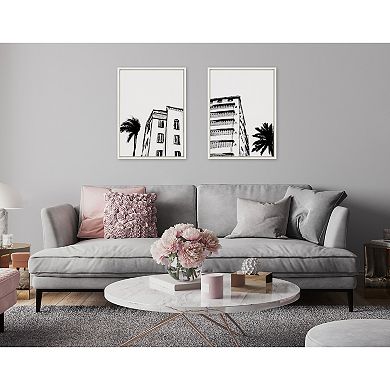 Sylvie Miami Beach Architecture Retro Art Deco Framed Canvas Art Set by The Creative Bunch Studio