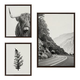 Sylvie Highland Cow and Vintage Botanical Framed Canvas Set by Various Artists
