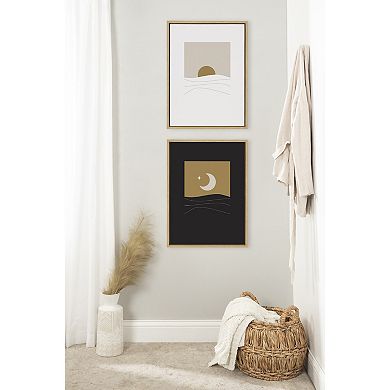 Sylvie Modern Sunrise and Sunset Over the Ocean Framed Canvas Art Set by The Creative Bunch Studio