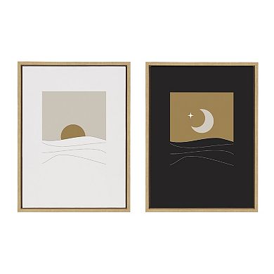 Sylvie Modern Sunrise and Sunset Over the Ocean Framed Canvas Art Set by The Creative Bunch Studio