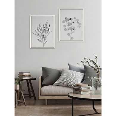 Sylvie Neutral Botanical 1 and 2 Soft White Framed Canvas by The Creative Bunch Studio