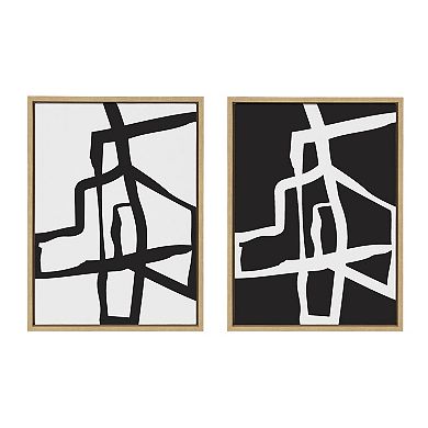 Sylvie Bold Sophisticated Abstract Framed Canvas Art Set by The Creative Bunch Studio
