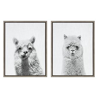 Sylvie Alpaca Portrait Set Framed Canvas By Simon Te