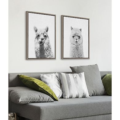 Sylvie Alpaca Portrait Set Framed Canvas By Simon Te