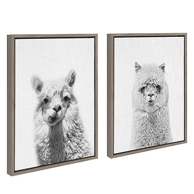 Sylvie Alpaca Portrait Set Framed Canvas By Simon Te
