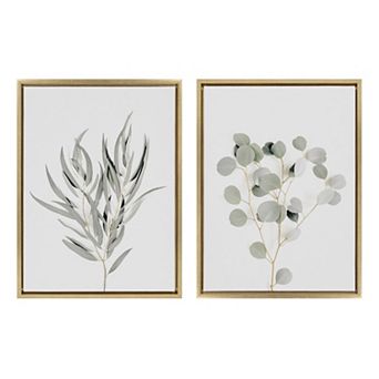 Sylvie Neutral Botanical 1 and 2 Framed Canvas Set by The Creative Bunch Studio