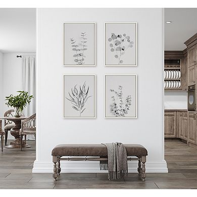 Sylvie Neutral Botanical 3 and 4 Soft White Framed Canvas by The Creative Bunch Studio