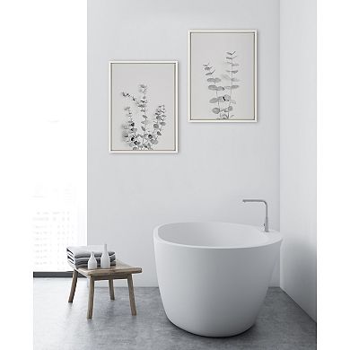 Sylvie Neutral Botanical 3 and 4 Soft White Framed Canvas by The Creative Bunch Studio