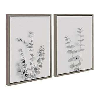 Sylvie Neutral Botanical 3 and 4 Soft White Framed Canvas by The Creative Bunch Studio