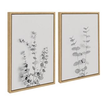 Sylvie Neutral Botanical 3 and 4 Soft White Framed Canvas by The Creative Bunch Studio