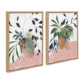 Sylvie Wild Foliage l and II Framed Canvas Art Set by Nikita Jariwala