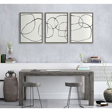 Sylvie Dancing Circles BW Framed Canvas by Teju Reval of SnazzyHues