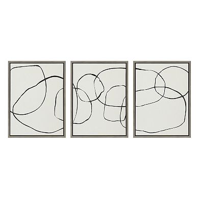 Sylvie Dancing Circles BW Framed Canvas by Teju Reval of SnazzyHues