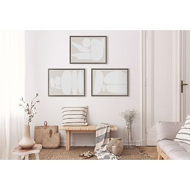 Sylvie Zen Rock Garden Neutral Framed Canvas Set by The Creative Bunch Studio