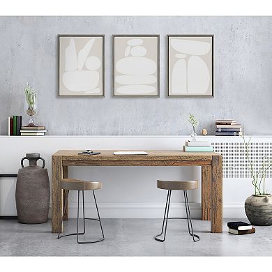 Sylvie Zen Rock Garden Neutral Framed Canvas Set by The Creative Bunch Studio