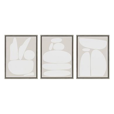 Sylvie Zen Rock Garden Neutral Framed Canvas Set by The Creative Bunch Studio