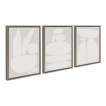 Sylvie Zen Rock Garden Neutral Framed Canvas Set by The Creative Bunch Studio