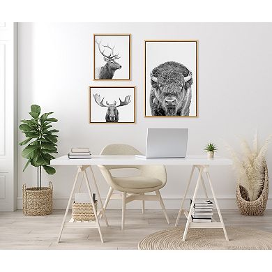 Sylvie Bison Portrait Framed Canvas Art Set by Amy Peterson Art Studio