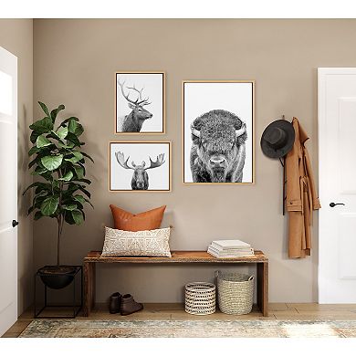 Sylvie Bison Portrait Framed Canvas Art Set by Amy Peterson Art Studio