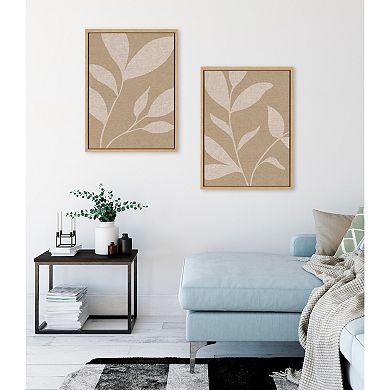 Sylvie Modern Neutral Botanical Abstract Framed Canvas Art Set by The Creative Bunch Studio