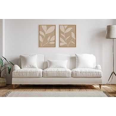 Sylvie Modern Neutral Botanical Abstract Framed Canvas Art Set by The Creative Bunch Studio