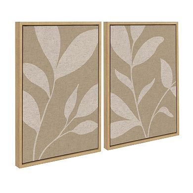 Sylvie Modern Neutral Botanical Abstract Framed Canvas Art Set by The Creative Bunch Studio