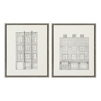 Sylvie Brick Building Façade 1 and Brick Building Façade 4 Framed Canvas Set by Viola Kreczmer