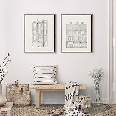 Sylvie Brick Building Façade 1 and Brick Building Façade 4 Framed Canvas Set by Viola Kreczmer