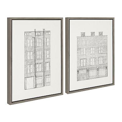 Sylvie Brick Building Façade 1 and Brick Building Façade 4 Framed Canvas Set by Viola Kreczmer