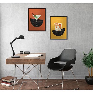 Sylvie Martini and Old Fashioned Framed Canvas by Amber Leaders Designs