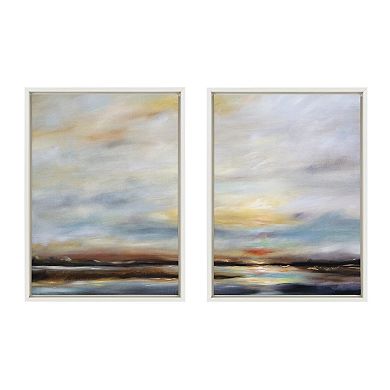 Sylvie Carolina Sunset Diptych Framed Canvas Art Set by Mary Sparrow