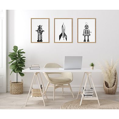 Sylvie Sparky Space Robot Framed Canvas Art Set by Saint and Sailor Studios