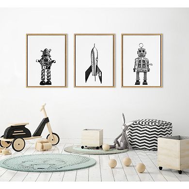 Sylvie Sparky Space Robot Framed Canvas Art Set by Saint and Sailor Studios