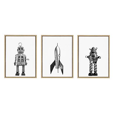 Sylvie Sparky Space Robot Framed Canvas Art Set by Saint and Sailor Studios