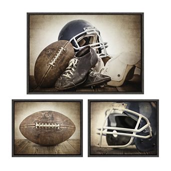 Sylvie Vintage Football Framed Canvas Art Set by Saint and Sailor Studios