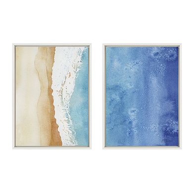 Sylvie Ocean Wake 1 and 2 Framed Canvas by Julie Maida
