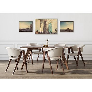Sylvie House on Beach, Surfboards and Surfers Framed Canvas Art Set by Saint and Sailor Studios