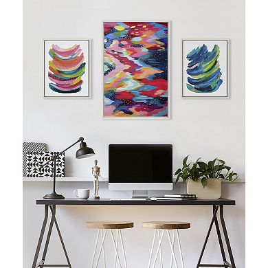 Sylvie Brushstroke and Bright Abstract Framed Canvas Set by Jessi Raulet of Ettavee
