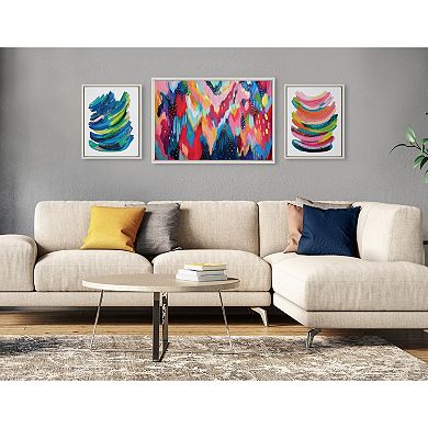 Sylvie Brushstroke and Bright Abstract Framed Canvas Set by Jessi Raulet of Ettavee