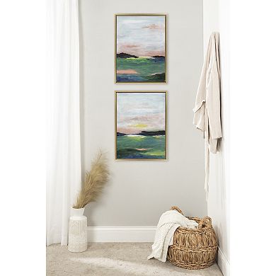 Sylvie Golden Peach Coast l and II Framed Canvas Art Set by Nikita Jariwala