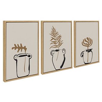Sylvie Relaxed Retro Illustrated Botanical Vase Framed Canvas Art Set by The Creative Bunch Studio