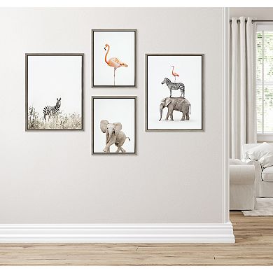 Sylvie Zebra in Tall Grass Framed Canvas Art Set by Amy Peterson Art Studio