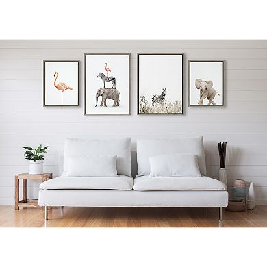Sylvie Zebra in Tall Grass Framed Canvas Art Set by Amy Peterson Art Studio