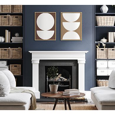 Sylvie Geometric Terra Cotta Framed Canvas Set by The Creative Bunch Studio
